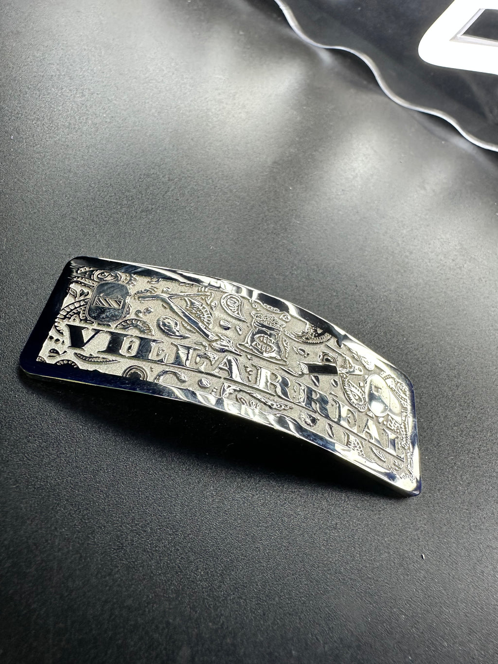 Bright nickel plated Hard Hat Name Plate